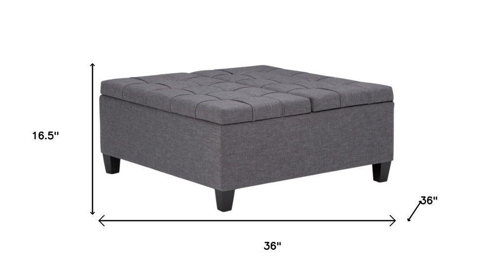 36" Fawn And Espresso Upholstery Tufted Ottoman With Storage HomeRoots