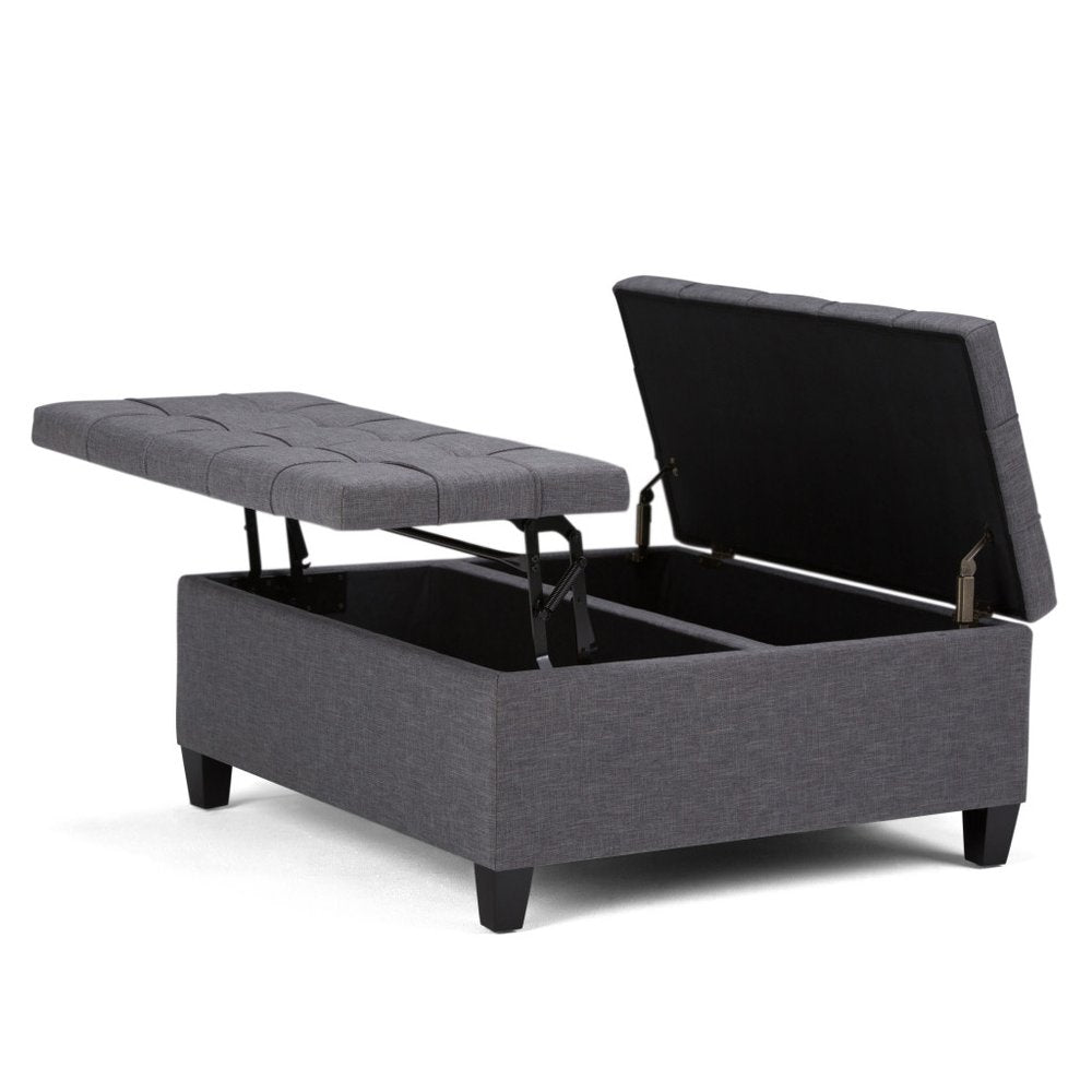 36" Fawn And Espresso Upholstery Tufted Ottoman With Storage — view 2