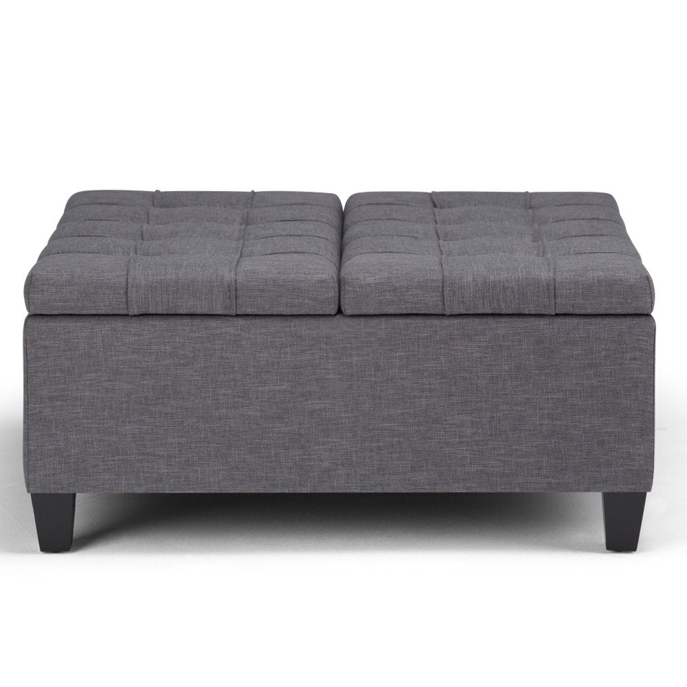 36" Fawn And Espresso Upholstery Tufted Ottoman With Storage HomeRoots