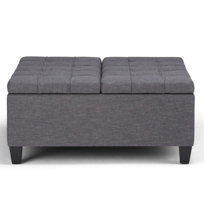 36" Fawn And Espresso Upholstery Tufted Ottoman With Storage HomeRoots