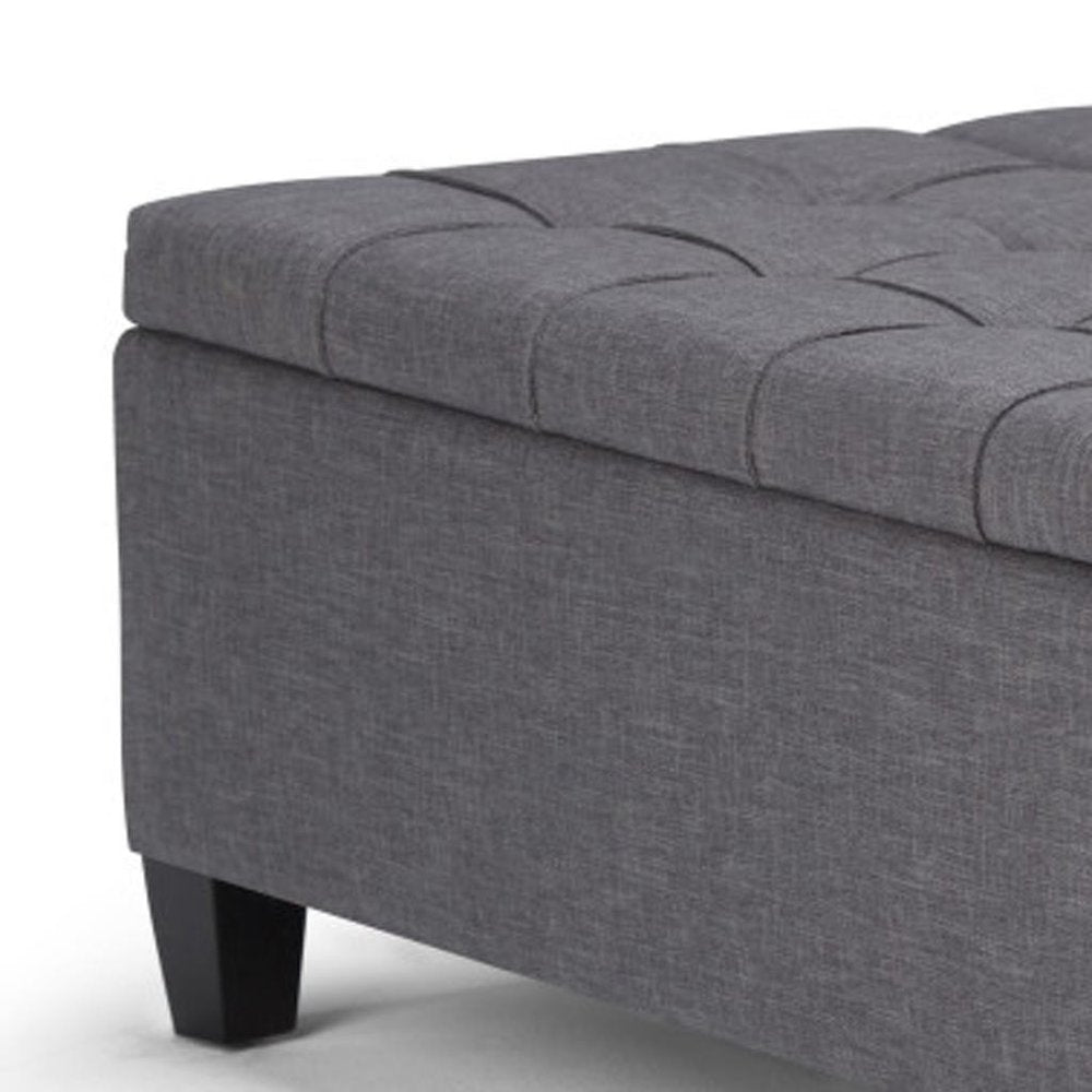 36" Fawn And Espresso Upholstery Tufted Ottoman With Storage — view 5