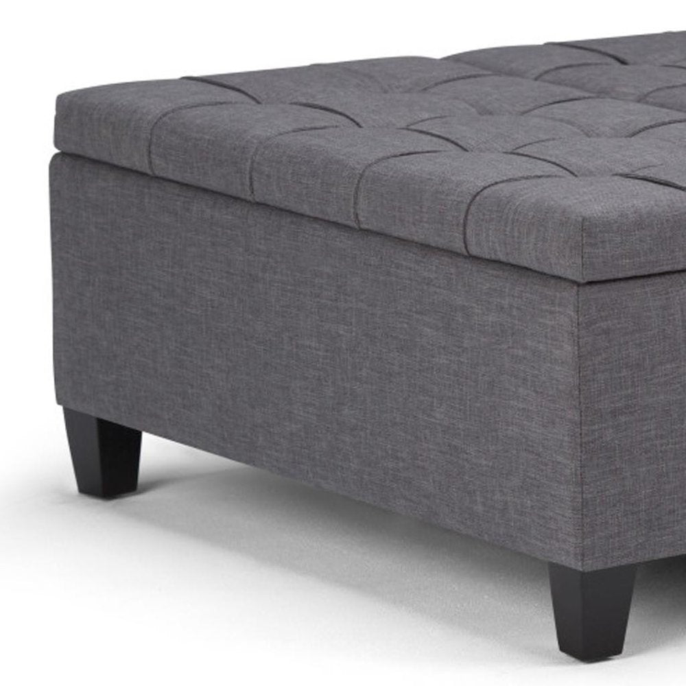 36" Fawn And Espresso Upholstery Tufted Ottoman With Storage HomeRoots