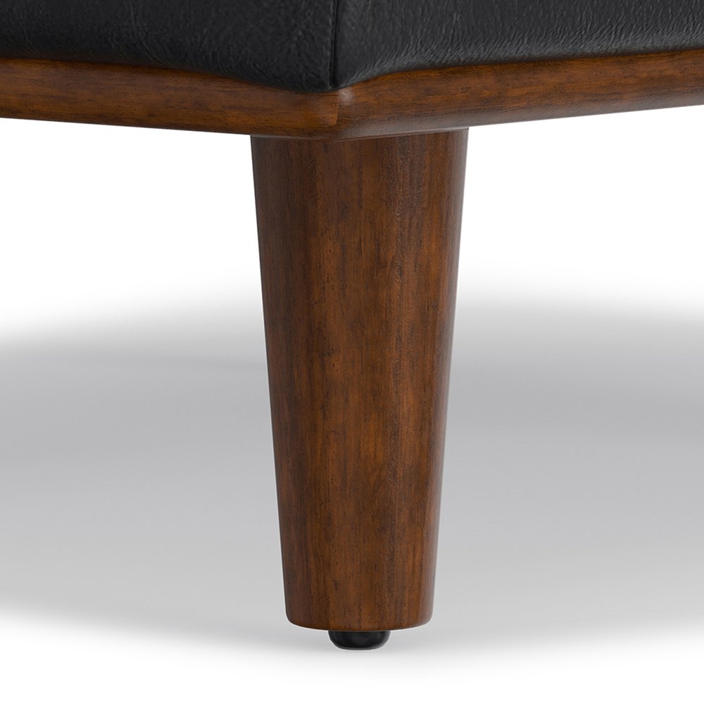 49" Black And Brown Genuine Leather Cocktail Ottoman HomeRoots