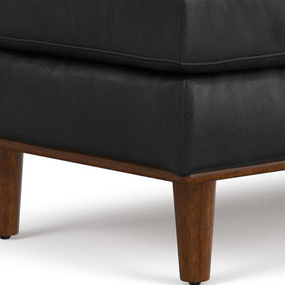 49" Black And Brown Genuine Leather Cocktail Ottoman HomeRoots