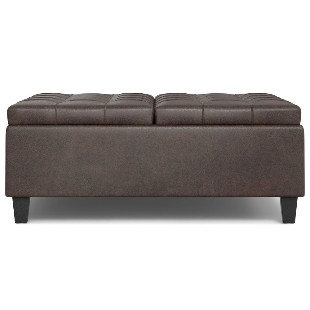 40" Brown Faux Leather Tufted Ottoman With Storage — view 13