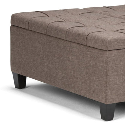 36" Fawn And Espresso Upholstery Tufted Ottoman With Storage HomeRoots