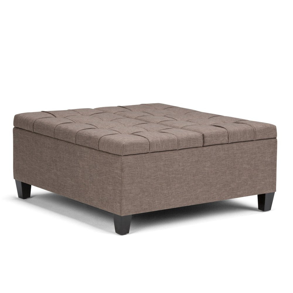 36" Fawn And Espresso Upholstery Tufted Ottoman With Storage HomeRoots