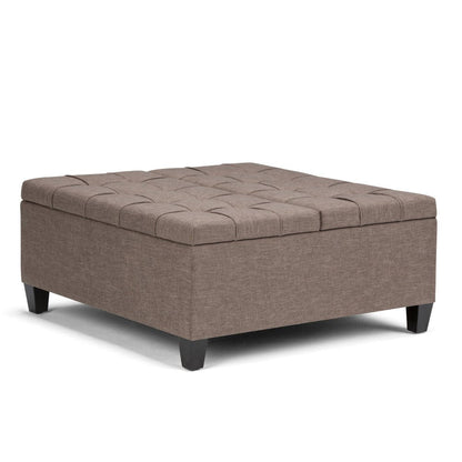 36" Fawn And Espresso Upholstery Tufted Ottoman With Storage HomeRoots