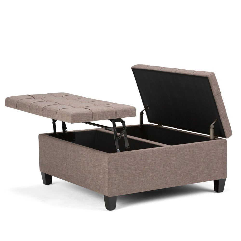 36" Fawn And Espresso Upholstery Tufted Ottoman With Storage — view 10