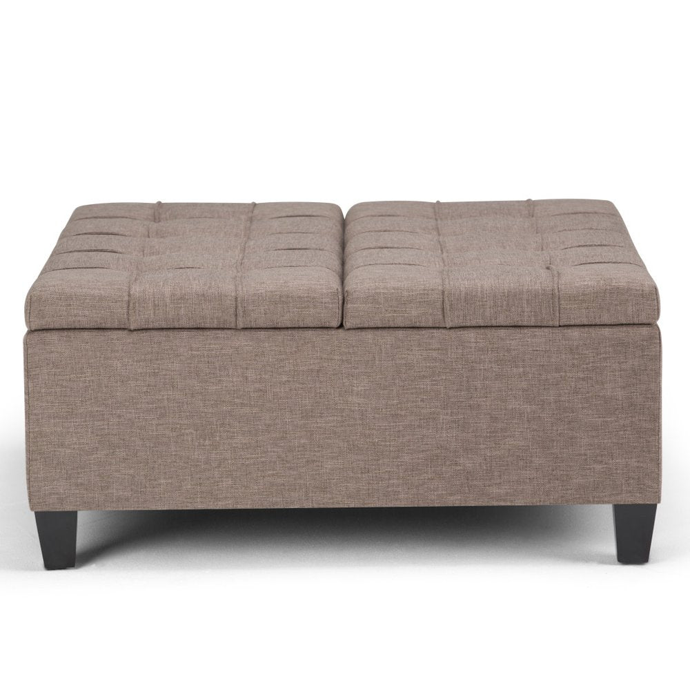 36" Fawn And Espresso Upholstery Tufted Ottoman With Storage — view 11