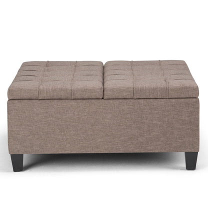 36" Fawn And Espresso Upholstery Tufted Ottoman With Storage HomeRoots