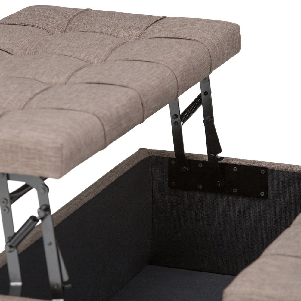 36" Fawn And Espresso Upholstery Tufted Ottoman With Storage HomeRoots