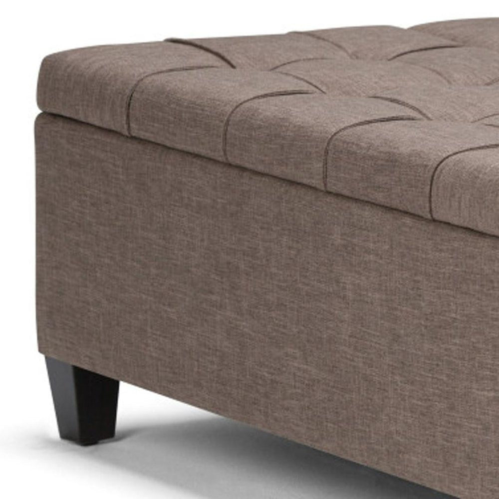 36" Fawn And Espresso Upholstery Tufted Ottoman With Storage HomeRoots
