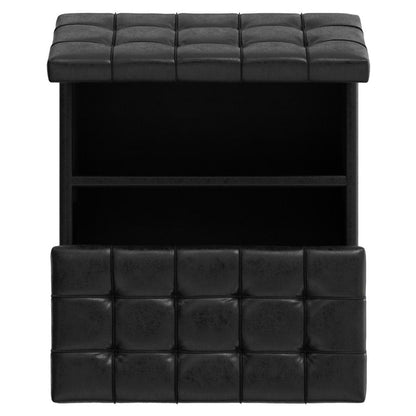 30" Brown Faux Leather Tufted Ottoman With Storage HomeRoots