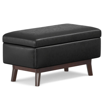 36" Brown Faux Leather Ottoman With Storage HomeRoots