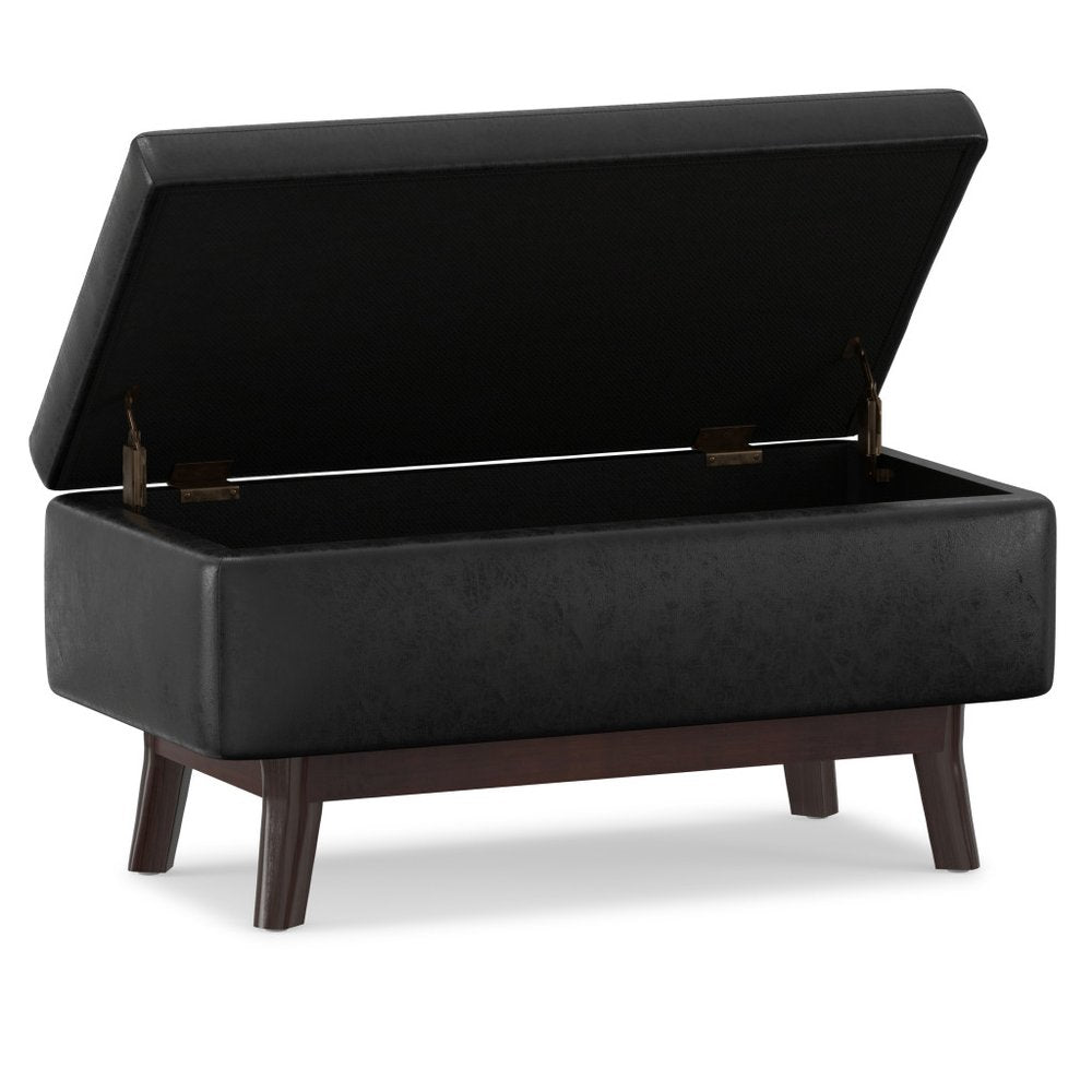 36" Brown Faux Leather Ottoman With Storage — view 11