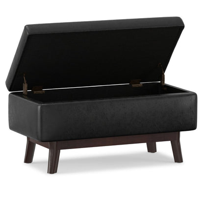 36" Brown Faux Leather Ottoman With Storage HomeRoots