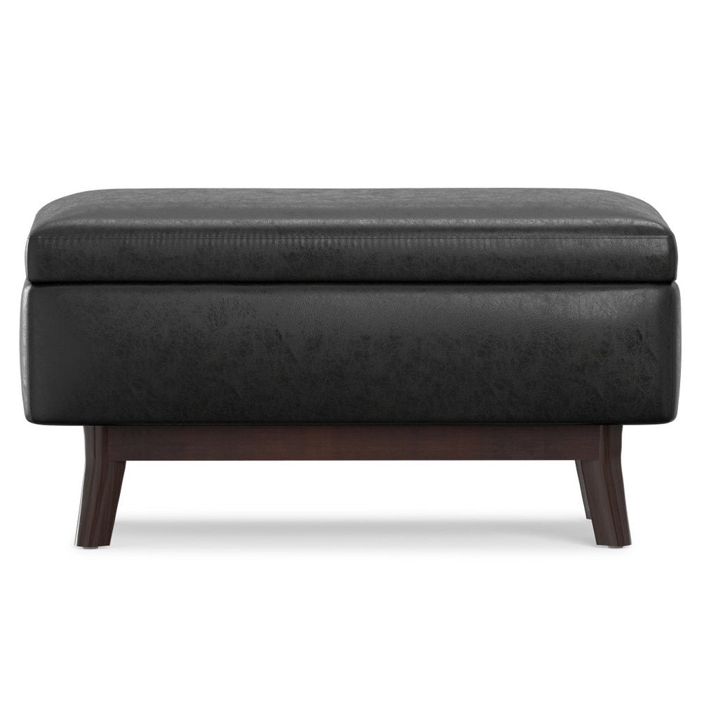 36" Brown Faux Leather Ottoman With Storage — view 12