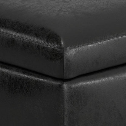 36" Brown Faux Leather Ottoman With Storage HomeRoots