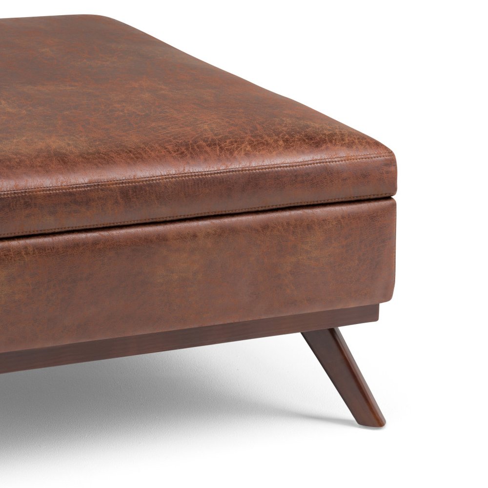 36" Brown Faux Leather Ottoman With Storage — view 12