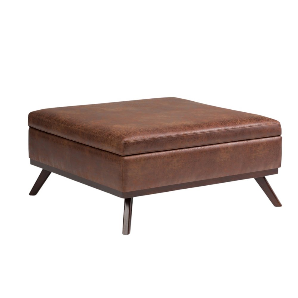 36" Brown Faux Leather Ottoman With Storage — view 14