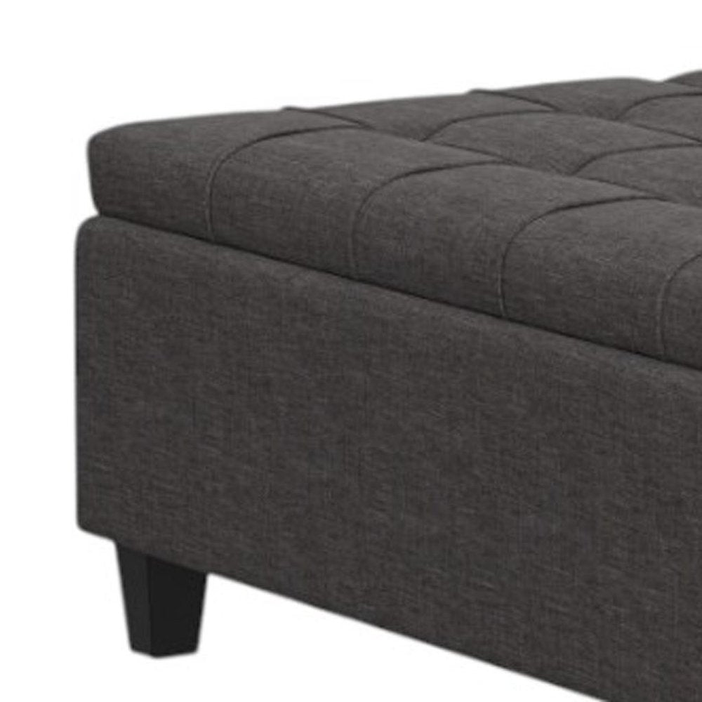 40" Slate Gray And Brown Upholstery Tufted Ottoman With Storage — view 9