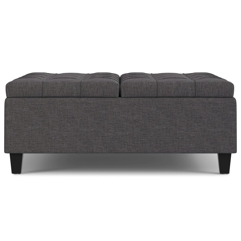 40" Slate Gray And Brown Upholstery Tufted Ottoman With Storage — view 3