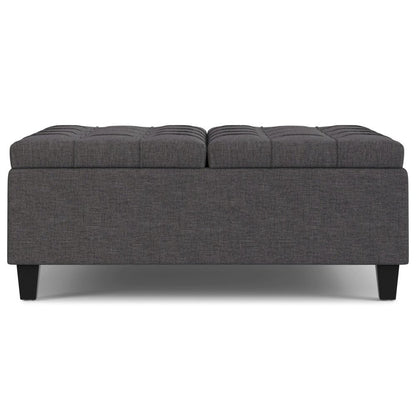 40" Slate Gray And Brown Upholstery Tufted Ottoman With Storage HomeRoots