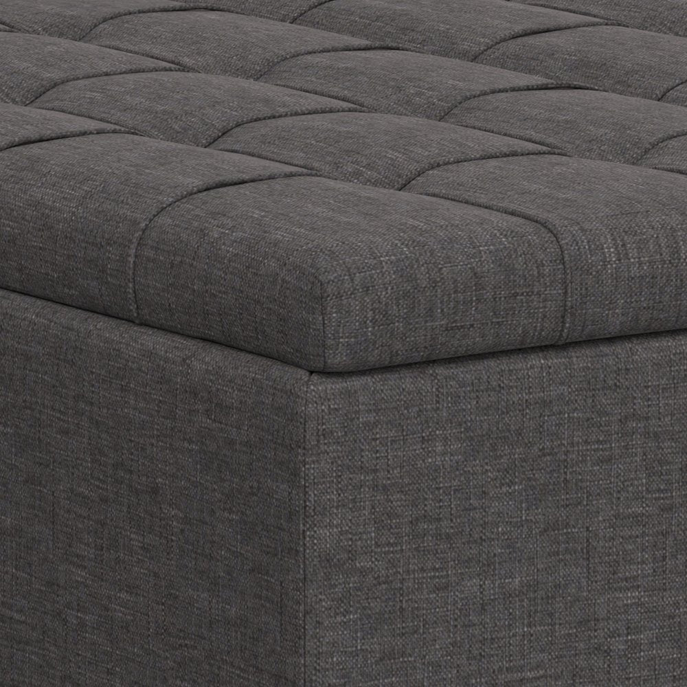 40" Slate Gray And Brown Upholstery Tufted Ottoman With Storage — view 4
