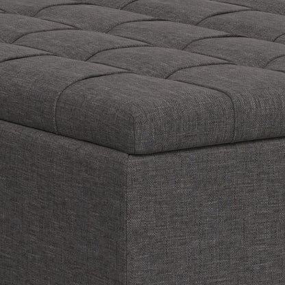 40" Slate Gray And Brown Upholstery Tufted Ottoman With Storage HomeRoots