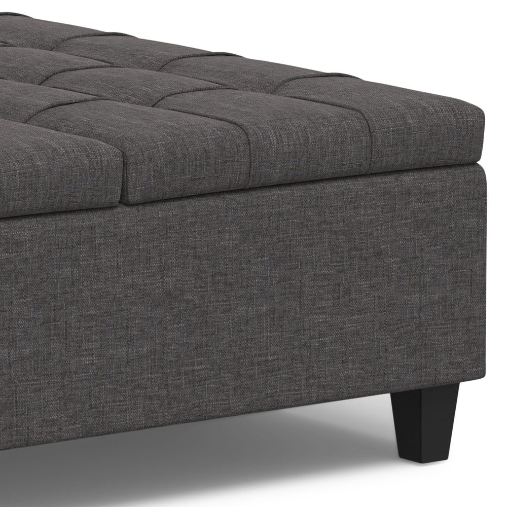 40" Slate Gray And Brown Upholstery Tufted Ottoman With Storage — view 5