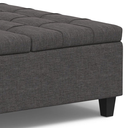 40" Slate Gray And Brown Upholstery Tufted Ottoman With Storage HomeRoots