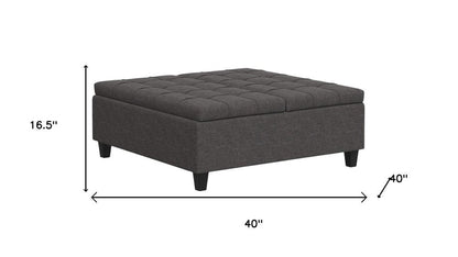 40" Slate Gray And Brown Upholstery Tufted Ottoman With Storage HomeRoots