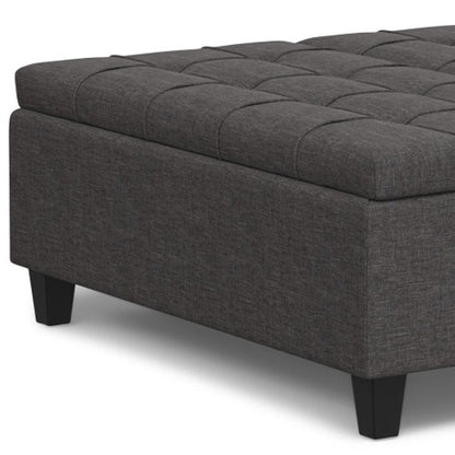 40" Slate Gray And Brown Upholstery Tufted Ottoman With Storage HomeRoots