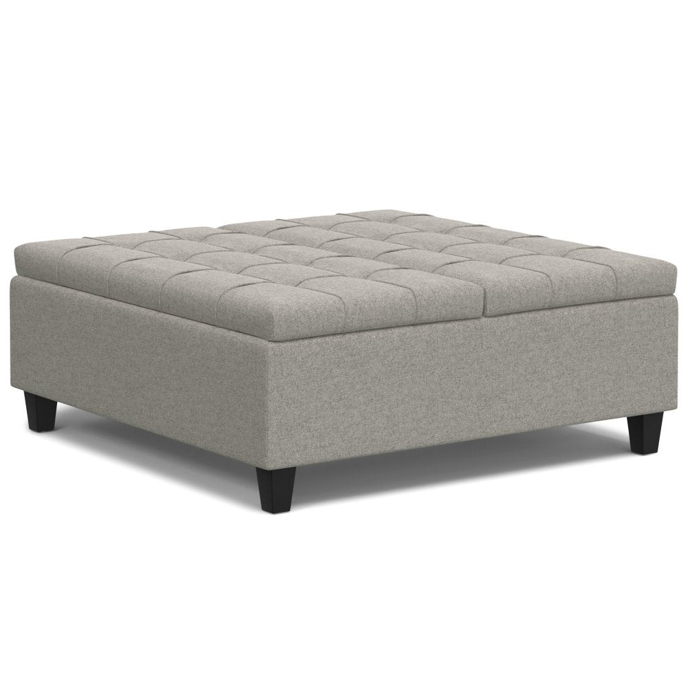 40" Slate Gray And Brown Upholstery Tufted Ottoman With Storage HomeRoots