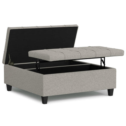 40" Slate Gray And Brown Upholstery Tufted Ottoman With Storage
