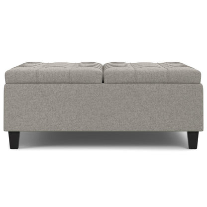 40" Slate Gray And Brown Upholstery Tufted Ottoman With Storage HomeRoots