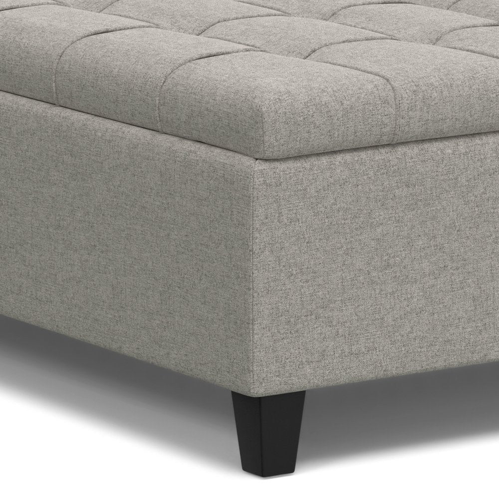 40" Slate Gray And Brown Upholstery Tufted Ottoman With Storage HomeRoots