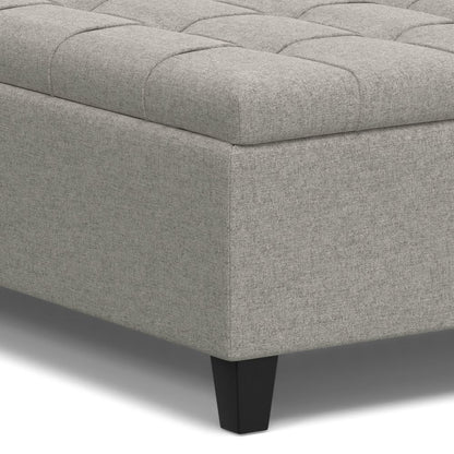 40" Slate Gray And Brown Upholstery Tufted Ottoman With Storage HomeRoots