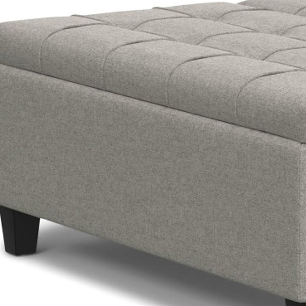 40" Slate Gray And Brown Upholstery Tufted Ottoman With Storage — view 14