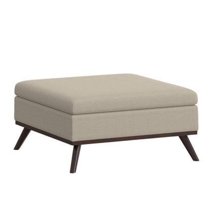 36" Natural And Brown Upholstery Ottoman With Storage HomeRoots