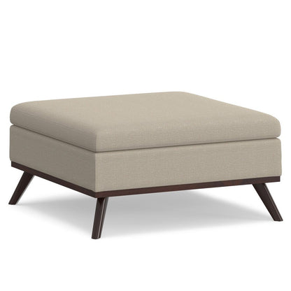36" Natural And Brown Upholstery Ottoman With Storage HomeRoots