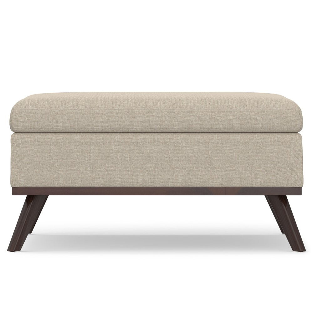 36" Natural And Brown Upholstery Ottoman With Storage — view 3