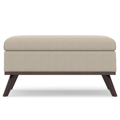 36" Natural And Brown Upholstery Ottoman With Storage HomeRoots