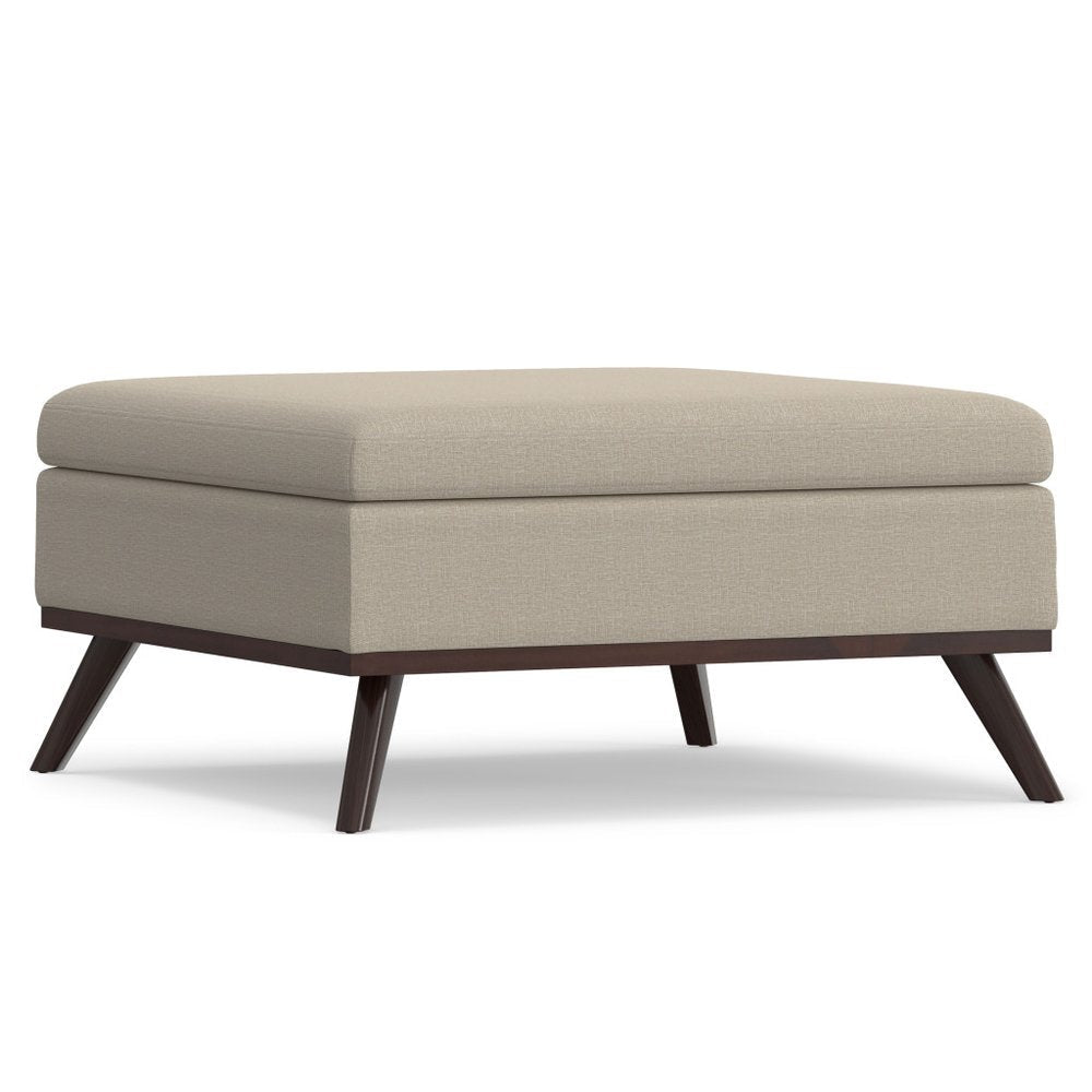 36" Natural And Brown Upholstery Ottoman With Storage HomeRoots