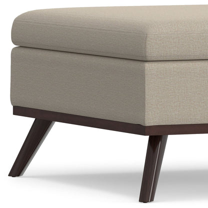 36" Natural And Brown Upholstery Ottoman With Storage HomeRoots