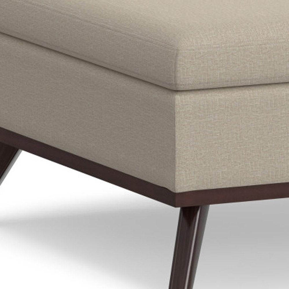 36" Natural And Brown Upholstery Ottoman With Storage HomeRoots