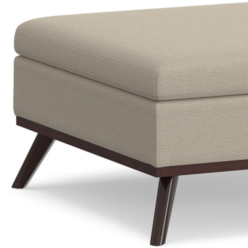 36" Natural And Brown Upholstery Ottoman With Storage — view 7
