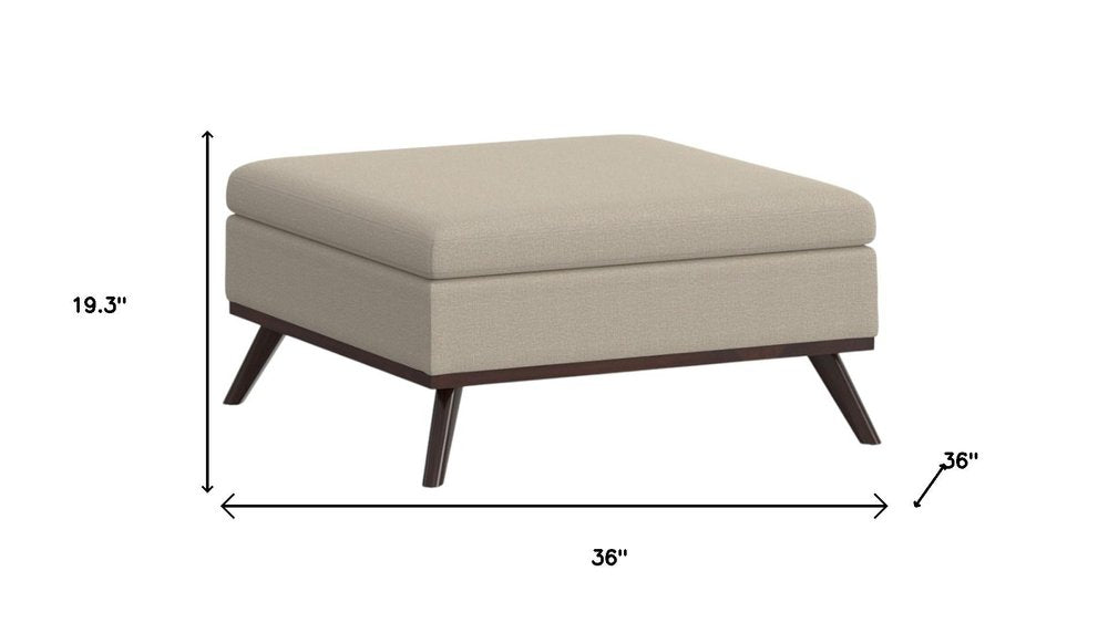 36" Natural And Brown Upholstery Ottoman With Storage HomeRoots