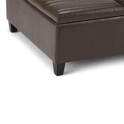 36" Dark Brown And Espresso Faux Leather Ottoman With Storage HomeRoots